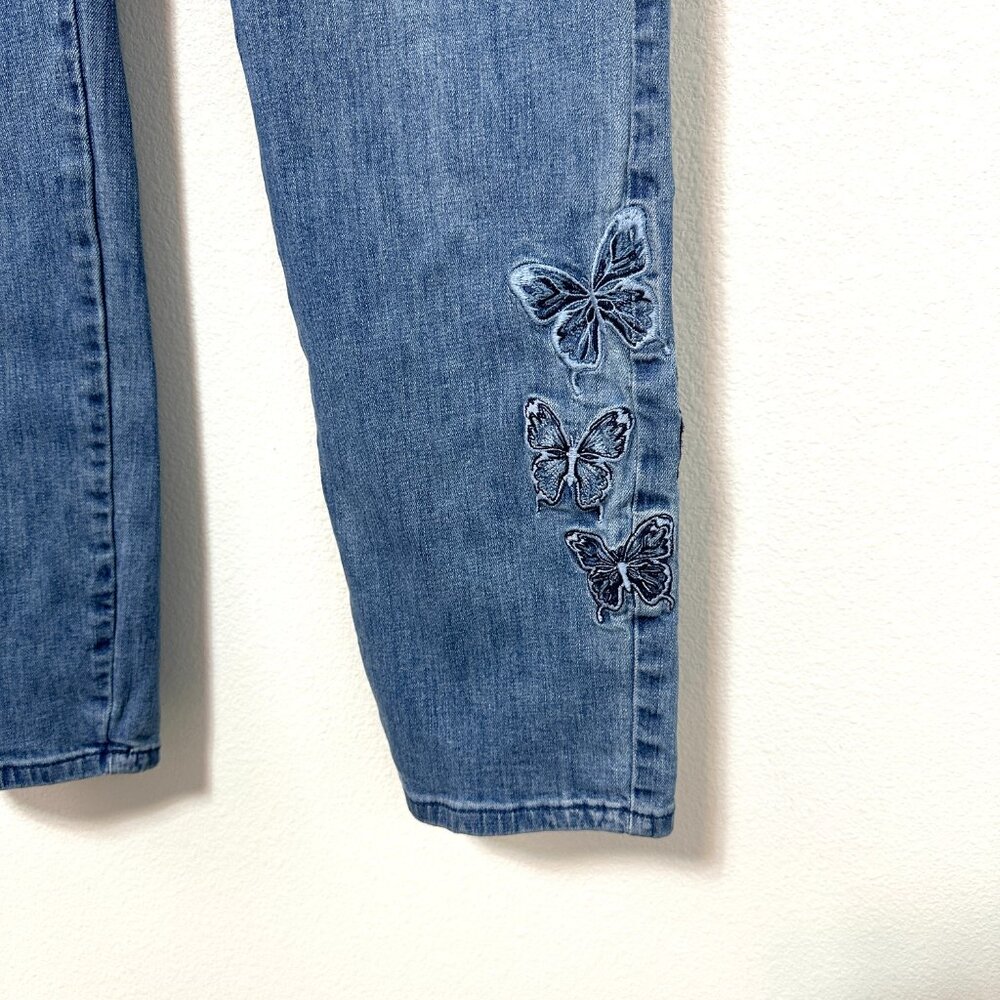 MICHAEL Michael Kors Embroidered Butterfly Straight Leg Jeans Size 10 - Picture 3 of 11